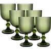 SICIGNANO CASALINGHI Sicignano | Set di 6 Calici in Pasta di Vetro, per 6 Persone, Bicchieri Ideali per la Tavola, Resistenti e Duraturi, Lavabili in Lavastoviglie, Colore Verde,Blu, 336 ml (6, VERDE)