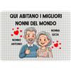 Colorfamily Tappeto Zerbino personalizzato con nome Qui abitano i Nonni Migliori del Mondo Nonno Nonna Idea regalo Natale Compleanno Festa Ingresso Casa 60x40 cm