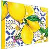DarHaus Tagliere da cucina in vetro temperato, Copri-piano cottura a induzione, piano decorativo universale 40x30 cm, Limone giallo