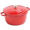 ESEVOLO Casseruola in ghisa a induzione 20 cm, pentola rotonda 2,5 l, Rosso | in ghisa di alluminio, con rivestimento in ceramica antiaderente, pentola con coperchio, ideale per zuppa, forno e gas