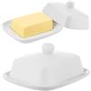 KADAX Burriera in porcellana, 16,5 x 13 x 5 cm, con coperchio e manico, contenitore per burro da 250 g, lavabile in lavastoviglie (bianco)