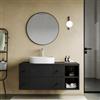 DEGHI Mobile bagno portalavabo 120 cm nero opaco con vani a giorno e cassetti con specchio - Dunkel
