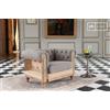 PIB Poltrona Chesterfield in lino e cotone grigio, stile shabby chic, 103x82x73 cm, design retro e moderno