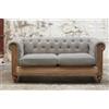 PIB Divano Chesterfield 2 posti in lino e cotone grigio, stile shabby chic, 82x73x165 cm, design bohémien