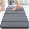 Buganda Tappeto da bagno in memory foam, ultra morbido e antiscivolo, assorbe l'acqua e lavabile in lavatrice, per bagno, doccia e vasca, 61 x 40,6 cm, grigio scuro