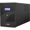 HIKVISION DS-UPS3000-R - Gruppo di Continuità UPS 3000 VA / 1800 W con 4 Prese Schuko, 4 Batterie 12 V 9 Ah, USB e Display LCD