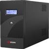 HIKVISION DS-UPS2000-R - Gruppo di Continuità UPS 2000 VA / 1200 W con 4 Prese, 2 Batterie 12 V 9 Ah, USB e Display LCD