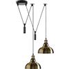 DC VOLTAGE Lampada a Sospensione Moderna a 2 Teste Con Paralume a Cupola In Metallo Ottoni Verdi Facile da Montare Cavo Regolabile da 29 cm Con Base E27 Ideale Per Ufficio Soggiorno Ristorante