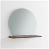 ARHome Specchio Tondo Grigio con Mensola, 60 x 60 x 22 cm, Corten, Specchiera con mensola, Made in Italy