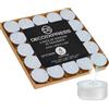 DECO EXPRESS Candele Tealight - 24, 25, 50, 100, 200 Pezzi, Candele Lunga Durata 4/8/10 Ore Vari Colori (Nevica 25/4 ore)