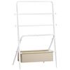 VASAGLE Portasciugamani da Terra, Scaffale Porta Coperte, Pieghevole, 4 Ganci, Sacchetto in Tessuto, Alto 98,6 cm, Camera da Letto Soggiorno Bagno, Bianco Perla e Marrone Cammello LLS020W01