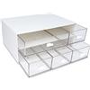 HAOTIAN-X Organizer da scrivania con 5 cassetti, scatola portaoggetti da scrivania impilabile a 2 livelli, organizer da scrivania per forniture per ufficio, ripostiglio per la casa