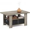 Furinno Tavolino con Cassetto, Legno, French Oak Grey/Black | 48,3 x 80 x 39,6 cm, tavolino piccolo, moderno, soggiorno, camera da letto, casa ufficio