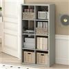 Furinno CUBICLE Mobile per Giradischi con Raccoglitore per Vinili, 8-Cube 1.2 Extra Spesso Raccoglitore per Dischi in Vinile, Scaffale Multimediale Aperto sul Retro per CD DVD Dischi, Grigio Chiaro