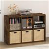 Furinno CUBICLE Mobile per Giradischi con Raccoglitore per Vinili, 6-Cube 1.2 Extra Spesso Raccoglitore per Dischi in Vinile, Scaffale Multimediale Aperto sul Retro per CD DVD Dischi, Pino Ambra