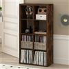 Furinno CUBICLE Mobile per Giradischi con Raccoglitore per Vinili, 8-Cube 1.2 Extra Spesso Raccoglitore per Dischi in Vinile, Scaffale Multimediale Aperto sul Retro per CD DVD Dischi, Pino Ambra