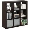Furinno CUBICLE Libreria 9 Cubi, Struttura a Triplo Spessore Organizer a Cubi, Libreria, per Home Office, Soggiorno, Black Oak
