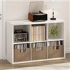 Furinno CUBICLE Mobile per Giradischi con Raccoglitore per Vinili, 6-Cube 1.2 Extra Spesso Raccoglitore per Dischi in Vinile, Scaffale Multimediale Aperto sul Retro per CD DVD Dischi, Bianco
