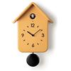 Guzzini Orologio Qq Home, Ocra, 24.8 x 12 x h39 cm | Sensore fotosensibile, cucù silenziabile ON/OFF, pendolo removibile, uso a parete o in appoggio, uccellino animato.
