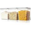 VINATO Set 3 Contenitori Ermetici 2,5L - Barattoli per Alimenti Senza BPA con 24 Etichette e 3 Misurini - Trasparenti, Impilabili - Per Cereali, Farina, Zucchero, Caffè