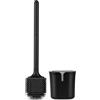 VINATO Scopino WC in Silicone con Supporto - Spazzolino per Water Nero con Testina Flessibile e Puntini in Gomma per Pulizia Senza Residui, Anti-Odore & Anti-Graffio - Set Moderno per Bagno e WC Ospit