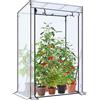 Ohuhu Serra per esterni, serra portatile per pomodori con telaio stabile, copertura in PE rinforzato e porta arrotolabile, in plastica, per cortile, giardino, bianco, 100 x 50 x 152 cm