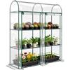 Outsunny Serra 3 piani Mini 2 Porte Rotolo 56,3x18,1x64,6 Trasparente | Serra portatile, serra da giardino, per patio giardino cortile