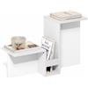 Furinno BOYATE Tavolino laterale, tavolino a forma di valle, tavolino con ripiano a più livelli e portariviste, per soggiorno, bianco