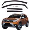 J&J AUTOMOTIVE GP Deflettori per Dacia Duster 2017-2024, 4 pezzi | 4 deflettori GP per Dacia Duster, policarbonato flessibile, finitura nera, canale del finestrino.