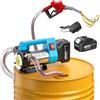 SEESII Pompa Travaso Gasolio a Batteria, 45 L/min, Ugello Auto-Stop | Pompa Carburante Elettrica Senza Fili per Diesel e Cherosene, con 2 Batteria 4,0 Ah,Tubi e Filtro, per Trattori, Fusti,Barche