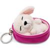 NICI Portachiavi Sleeping Pets Cane Barboncino bianco 8 cm cestino malva - Dolcissimo ciondolo a forma di animale con anello per cordini e pendenti
