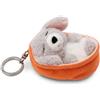 NICI Portachiavi Sleeping Pets Cane Barboncino grigio 8 cm cestino pesca - Dolcissimo ciondolo a forma di animale con anello per cordini e pendenti