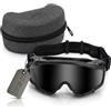 LZAQHMT Occhiali Airsoft Antiappannamento Ventola 2 Lenti Fascia Regolabile | Occhiali di Sicurezza Tattici con Lenti PC Chiare e Scure, Montatura Antipolvere for Paintball e Uso Outdoor