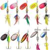 OROOTL Kit di esche da pesca, 10 pezzi in linea Spinnerbait con molla di gallo, ami da pesca, set di esche artificiali per pesce persico, salmone, trota