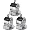Toyvian 3 Pezzi Contatore Manuale Meccanico in Metallo Display a 4 Cifre | Clicker senza Batteria, Anello per Dito, Reset Rapido, Conteggio Giri e Magazzino