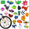 BrizoGo Set di 24 clip per raggi della bicicletta, motivo alieno, dinosauro | 24 clip per raggi con motivo alieno, dinosauro e spazio, per una decorazione personalizzata della bicicletta e accenti