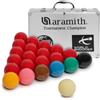 Aramith Tournament Champion SuperPro1G - Set di palle da biliardo da | Costruzione in resina fenolica, 22 sfere di precisione, cassa in alluminio, Made in Belgio