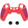 MatoSan Custodia in silicone compatibile con controller PS5, cover con impugnature testurizzate e 2 copristick - Rosa-Viola