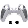 MatoSan Custodia in silicone compatibile con controller PS5, cover con impugnature testurizzate e 2 copristick - Grigio-Grigio scuro