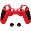 MatoSan Custodia in silicone compatibile con controller PS5, cover con impugnature testurizzate e 2 copristick - Rosso-Nero