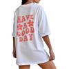 TUANMOZI Maglietta da donna in cotone, a maniche corte, oversize, estiva, girocollo, stampata, casual, ampia, per adolescenti