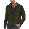 Duohropke Cardigan da uomo a doppio petto con bottoni, oversize, colletto alto, maglione invernale con tasche, classico maglione a treccia