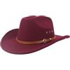 howkuhat Cappello da cowboy occidentale da donna e uomo, cappello Fedora a tesa larga con fibbia per cintura per feste all'aperto uso quotidiano