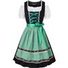 SCARLET DARKNESS Abito tradizionale bavarese Dirndl da donna, 3 pezzi, vestito scozzese per feste della birra tradizionale