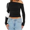 OYIGELZ Top da donna a maniche lunghe per uscire carino base Y2K autunno abiti moda vestiti