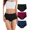 TANSTC Mutande Mestruali Donna Assorbenti, Slip Donna Cotone Ciclo Protettive Periodico Intima Mestruale Ecologico con 4 Strati Anti Perdite Lavabili, Mutande Donna Cotone, 3 Pezzi