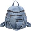 Ameble Zaino in Denim da Donna Vintage Y2K, Mini Borsa Gotica Multi-Tasche con Dettagli Rivetti, Zaino in Denim Nero da Donna, Mini Borsa Gotica Vintage Y2K, Borsetta Multi-Tasche, con DET