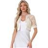 Allegra K Donna Bolero Coprispalle in Pizzo per Cardigan Corto da Donna con Pannello in Raso Aperto