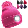 OnlyBee Cappello invernale con pompon per bambini e bambine, con torcia a LED ricaricabile, 6 colori