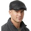 Michear Berretto piatto da uomo in vera pelle di vacchetta, regolabile, 56-60 cm, berretto da guida britannico, cappello da newsboy impermeabile, berretto vintage